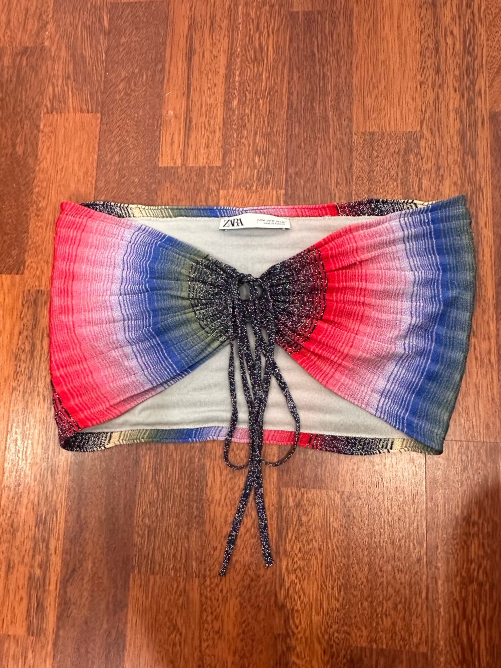 Zara Fairy style Rainbow Multicolor Metallic Bandeau Halter Top. Blogger. Rave. - Picture 8 of 13
